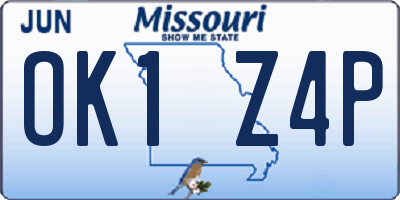 MO license plate OK1Z4P