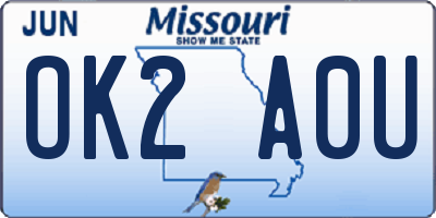 MO license plate OK2A0U