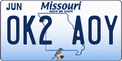 MO license plate OK2A0Y