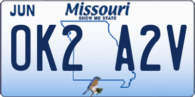 MO license plate OK2A2V