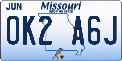 MO license plate OK2A6J