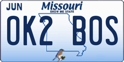MO license plate OK2B0S