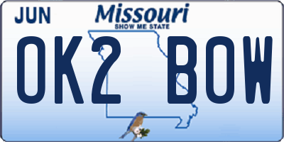 MO license plate OK2B0W