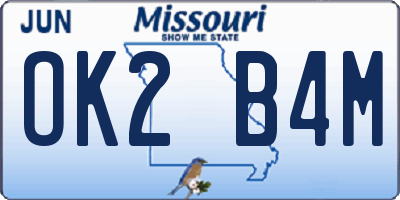 MO license plate OK2B4M