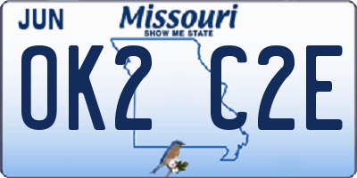 MO license plate OK2C2E