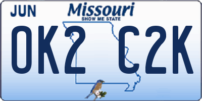 MO license plate OK2C2K