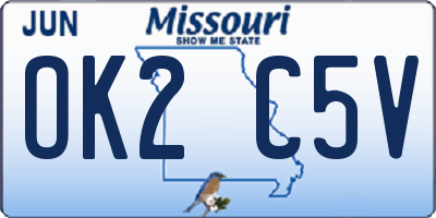 MO license plate OK2C5V