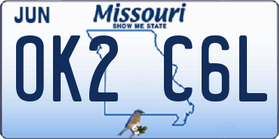 MO license plate OK2C6L