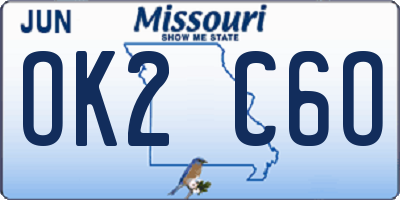 MO license plate OK2C6O