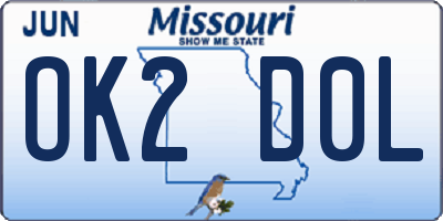 MO license plate OK2D0L