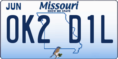 MO license plate OK2D1L