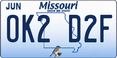 MO license plate OK2D2F
