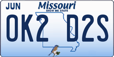 MO license plate OK2D2S