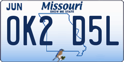 MO license plate OK2D5L