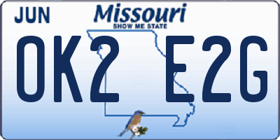 MO license plate OK2E2G