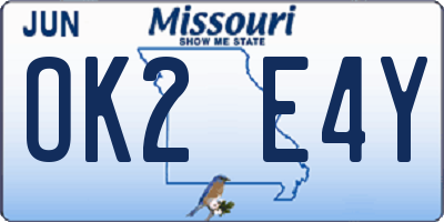 MO license plate OK2E4Y
