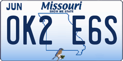 MO license plate OK2E6S