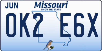 MO license plate OK2E6X