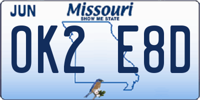 MO license plate OK2E8D