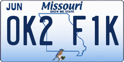 MO license plate OK2F1K