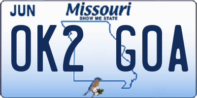 MO license plate OK2G0A
