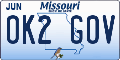 MO license plate OK2G0V