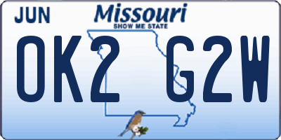 MO license plate OK2G2W