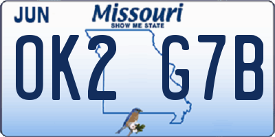 MO license plate OK2G7B