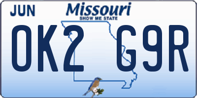 MO license plate OK2G9R