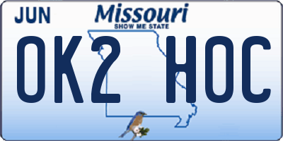 MO license plate OK2H0C