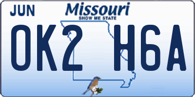 MO license plate OK2H6A