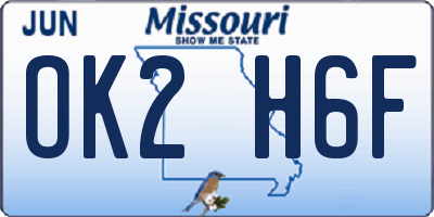 MO license plate OK2H6F