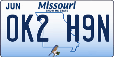 MO license plate OK2H9N