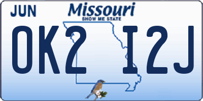MO license plate OK2I2J