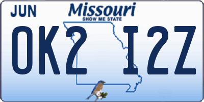 MO license plate OK2I2Z