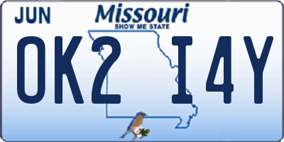 MO license plate OK2I4Y