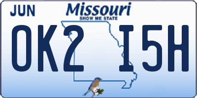 MO license plate OK2I5H