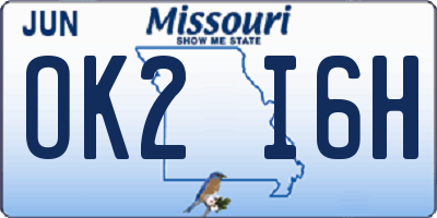 MO license plate OK2I6H