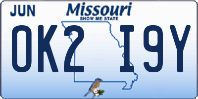 MO license plate OK2I9Y