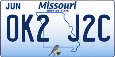 MO license plate OK2J2C
