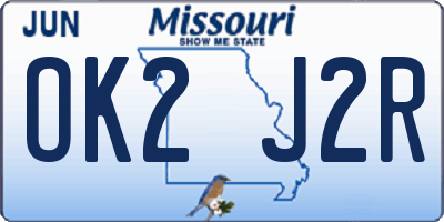 MO license plate OK2J2R