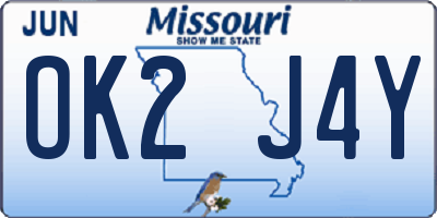 MO license plate OK2J4Y