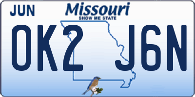 MO license plate OK2J6N