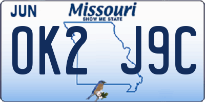 MO license plate OK2J9C