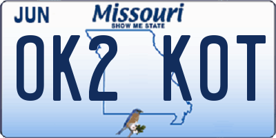 MO license plate OK2K0T