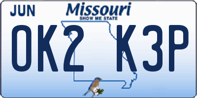 MO license plate OK2K3P