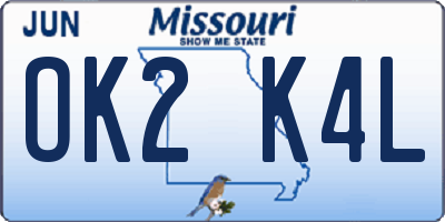 MO license plate OK2K4L