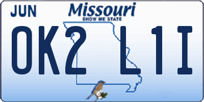MO license plate OK2L1I