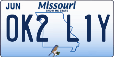 MO license plate OK2L1Y