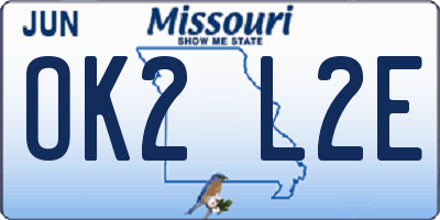 MO license plate OK2L2E